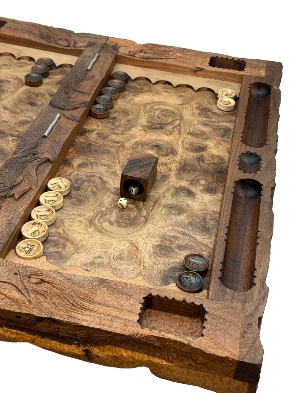 Backgammon & Chess Board Engraved Wood 28 - Image 7