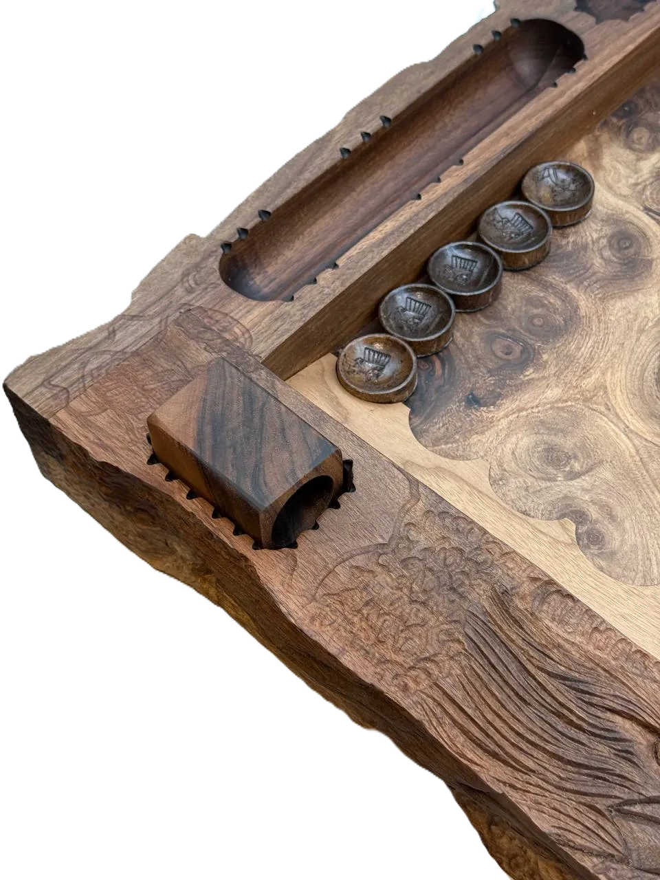 Backgammon & Chess Board Engraved Wood 28 - Image 8
