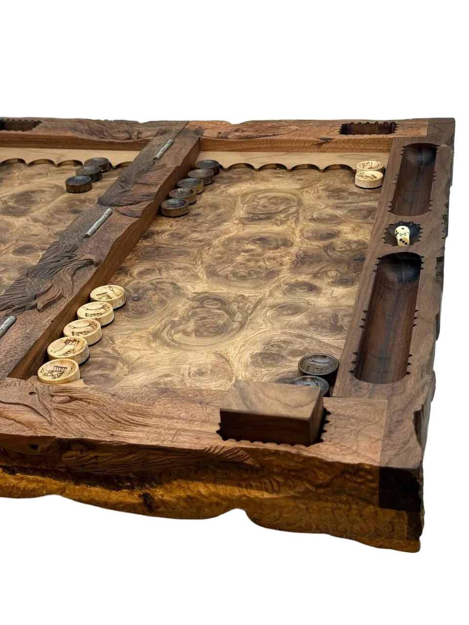 Backgammon & Chess Board Engraved Wood 28 - Image 6
