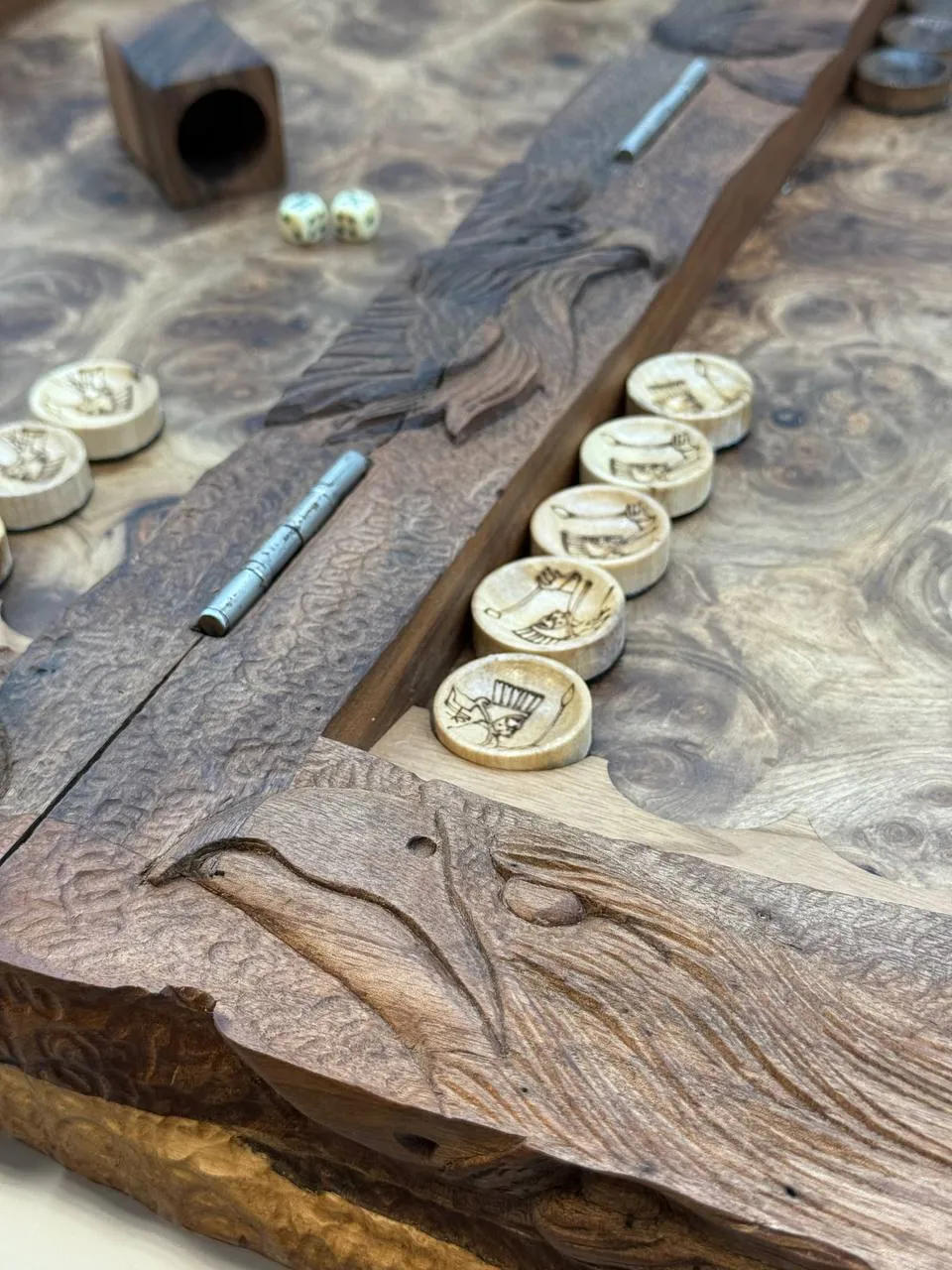 Backgammon & Chess Board Engraved Wood 28 - Image 11